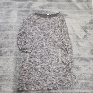 Gray Textured Long Sleeve Dress